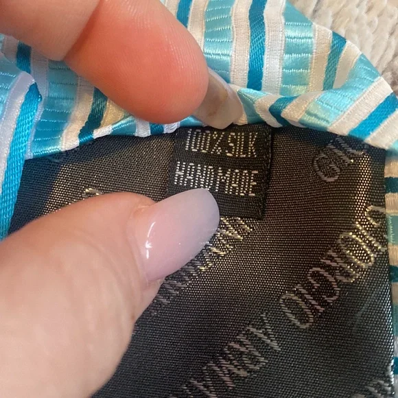 Giorgio Armani Set of 3 Striped 100% Silk Ties Handmade in Italy Like New - Picture 11 of 12
